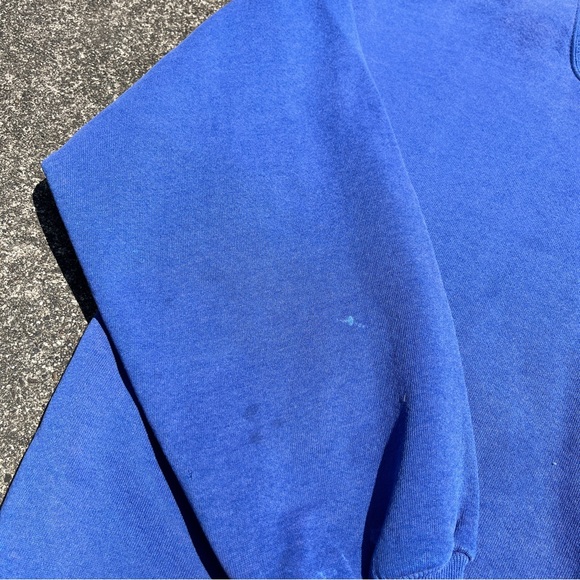Vintage Blue Russel Athletics Crewneck Blank Sweatshirt Size Large distressed - Picture 4 of 7